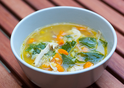 Healthy Chicken Soup with Yellow Lentils